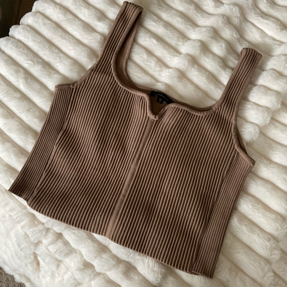 Ribbed Brown Crop Top